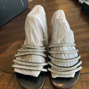 Giuseppe Zanotti Black and Silver Sandals with Avant-Garde Design